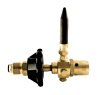 BRASS BALLOON REGULATOR w/ MYLAR TILT VALVE, HAND-TIGHT CONNECTION, NO GAUGE OR QUICK-TIE NEEDLE
