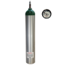 24 Cu Ft Aluminum Medical Oxygen (O2) Cylinder + CGA 870 Post Valve + Pressure Gauge