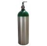 22 Cu Ft Aluminum Medical Oxygen (O2) Cylinder + CGA 870 Post Valve + ON/OFF Toggle + Pressure Gauge