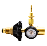 BRASS BALLOON REGULATOR WITH MYLAR TILT VALVE, SELF-SEALING INFLATOR, HAND-TIGHT CONNECTION AND CONTENTS GAUGE 